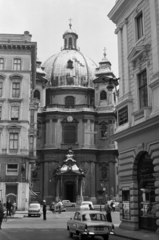 Ausztria, Bécs, Habsburgergasse a Graben és a Jungferngasse felé nézve, szemben a Szent Péter-templom (Peterskirche)., 1965, Ferencz Zoltán Zénó, Fortepan #184189