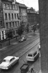 Németország, Zwickau, Bahnhofstrasse 58., Hotel Merkur., 1960, Ferencz Zoltán Zénó, AWZ-márka, AWZ P70 Zwickau, Fortepan #184208