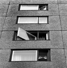 1976, Horváth Péter, concrete block of flats, bra, window, Fortepan #184707