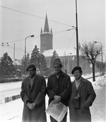 Szlovákia, Eperjes, Fő utca, háttérben a Szent Miklós-székesegyház., 1962, Inkei Péter, Csehszlovákia, Fortepan #184744