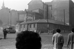 Magyarország, Budapest I., Attila út - Alagút utca kereszteződése, háttérben balra a Krisztina téri Havas Boldogasszony-templom toronycsúcsa látszik., 1956, Tóth Tibor, T-34 tank, Budapest, Fortepan #185586