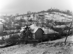 Hungary, Budapest II., rálátás a Kapor utca 6-os számú házra a Bimbó út felől., 1957, Kádár József, Budapest, snowy landscape, Fortepan #185748