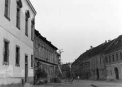 Magyarország, budai Vár, Budapest I., Úri utca, bal szélen a régi budai városháza épülete., 1960, Kádár József, Budapest, állvány, helyreállítás, Fortepan #185807