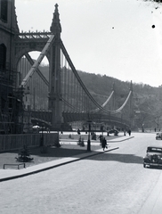 Magyarország, Budapest V., a Piarista köz felől az Erzsébet híd felé nézve., 1936, Vaskapu utca, Budapest, Fortepan #185850