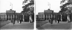 Austria, Vienna, a Burgtheater a Városháza felől nézve., 1924, Kárpáti György Mór, stereophoto, Fortepan #185973