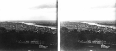 Magyarország, Budapest II., József-hegyi kilátó, panoráma Óbuda felé, jobbra a Margit-sziget és az Újlaki templom., 1931, Kárpáti György Mór, sztereófotó, Budapest, Fortepan #186017