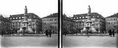 Olaszország, Bolzano, Piazza Walther, Vogelweide emlékmű., 1925, Kárpáti György Mór, sztereófotó, Fortepan #186026