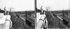 Magyarország, Budapest XI.,Budapest IX., a Szabadság (Ferenc József) híd a Gellérthegyről nézve, a pesti hídfőnél a Fővám téren a Fővámpalota (később Corvinus Egyetem)., 1925, Kárpáti György Mór, sztereófotó, Budapest, Fortepan #186054