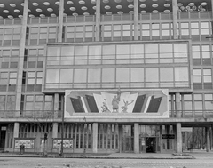 Hungary, Budapest VI., Dózsa György út 84. MÉMOSZ (Magyarországi Építőipari Munkások Országos Szövetsége) székháza., 1955, Fortepan, public building, Budapest, György Szrogh-design, Lajos Gádoros-design, Imre Perényi-design, Gábor Preisich-design, Fortepan #1862