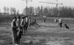 Magyarország, Budapest XX., Dél-pesti kutyaiskola, háttérben a Dél-Pesti Kórház (később Jahn Ferenc Dél-pesti Kórház és Rendelőintézet)., 1982, Gulyás Zsuzsa, Budapest, Fortepan #186400