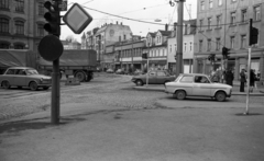 Németország, Zwickau, Georgenplatz., 1983, Gulyás Zsuzsa, Trabant-márka, Wartburg-márka, NDK, Trabant 601, Wartburg 353, Fortepan #186524