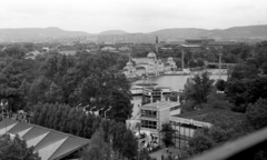 Magyarország, Városliget,Budapesti Nemzetközi Vásár, Budapest XIV., a BNV területéről a Városligeti-tó és a Hősök tere felé nézve., 1972, Gulyás Zsuzsa, Budapest, Fortepan #186600