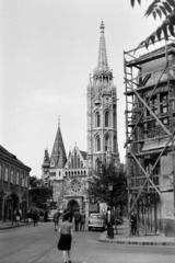 Magyarország, budai Vár, Budapest I., a Szentháromság utca és a Mátyás-templom az Úri utcától nézve., 1962, Fortepan/Album037, Budapest, Fortepan #186705