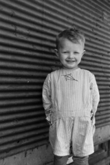 1948, Fortepan/Album038, smile, kid, striped dress, shutter, Fortepan #186889