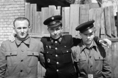 1952, Fortepan/Album038, men, uniform, badge, arms around shoulders, Fortepan #186912