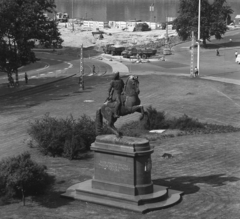 Magyarország, Budapest V., Kossuth Lajos tér, Rákóczi Ferenc szobra., 1971, Urbán Tamás, szobor, metróépítés, lovas szobor, Budapest, II. Rákóczi Ferenc-ábrázolás, Györgyi Dénes-terv, Pásztor János-terv, Fortepan #18747