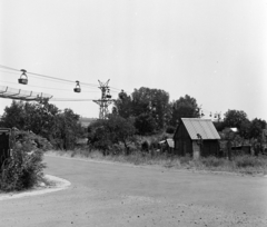 Magyarország, Oroszlány, drótkötélpálya a Táncsics Mihály út felett., 1983, Szalay Béla, Fortepan #187810