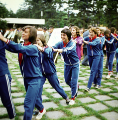 Hungary, Tata, Fáklya utca 4., Mező Imre Vezetőképző KISZ-iskola (KISZ-tábor), a XIV. Nyári Úttörő Olimpia záróünnepsége., 1978, Szalay Béla, colorful, Fortepan #187919