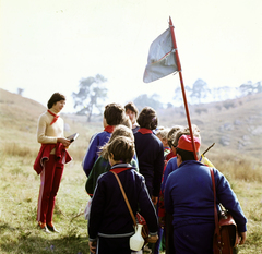 Magyarország, Budakeszi, 1977, Szalay Béla, színes, háttal, akadályverseny, Fortepan #188027