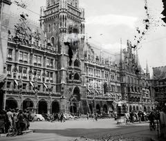 Németország, München, Marienplatz, Új Városháza, 1936, Lőrincze Judit, Fortepan #188638