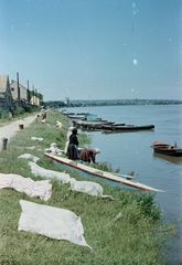 Magyarország, Mohács, Duna-part., 1958, Lőrincze Judit, színes, mosás, Fortepan #188730