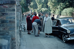 Magyarország, Budapest II., a felvétel a Nyúl utca 9. számú ház előtt készült, a Szilágyi Erzsébet (Malinovszkij) fasor felé nézve., 1959, Lőrincze Judit, színes, Budapest, Fortepan #188733