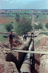 Magyarország, Szederkény, a Mohács-Pécs ivó- és iparivíz távvezeték építkezése a településtől délnyugatra., 1959, Lőrincze Judit, színes, Fortepan #188808