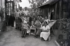 1949, Merza József, tableau, footstool, deck chair, yard, generations, family, kitchen stool, woodshed, Fortepan #188877