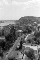 Magyarország, budai Vár,Halászbástya, Budapest I., kilátás a Szabadság híd és a Gellért-hegy felé., 1962, Palkó Zsolt, Budapest, Fortepan #189097