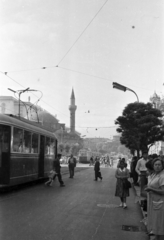 Bulgaria, Sofia, Mária Lujza hercegnő (Georgi Dimitrov) sugárút, a Banja basi mecset., 1963, Ungvári György, tram, mosque, Fortepan #189230