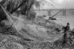 Magyarország, Budapest XI., Kopaszi gát, Duna-part, háttérben az Összekötő vasúti híd., 1962, Tölg Anna, Budapest, Fortepan #189780