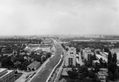 Magyarország, Szeged, a Temesvári körút a 36. szám alatti toronyházból, távolabb az épülő Bertalan híd (Felsővárosi híd)., 1979, UVATERV, Fortepan #189959