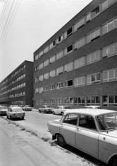 Magyarország, Budapest XI., Than Károly utca, Közlekedéstudományi Intézet (KTI)., 1974, UVATERV, Budapest, Moszkvics 412, Fiat 850, Fortepan #189973