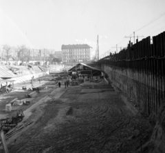 Magyarország, Budapest XIV., Kerepesi út. A metró és a gödöllői HÉV Hungária körúti, tervezett közös végállomásának építése., 1951, UVATERV, Budapest, metróépítés, mélyépítés, Fortepan #190087