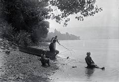 Magyarország, Zebegény, Duna-part., 1928, Zagyva Tiborné, folyópart, fürdés, Fortepan #190222