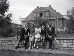 1949, Zagyva Tiborné, tableau, fence, Fortepan #190272