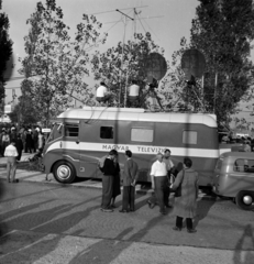 Magyarország, Budapest X., Albertirsai úti vásár területe, Országos Mezőgazdasági Kiállítás és Vásár. MTV közvetítés., 1959, Szalay Zoltán, Magyar Televízió, Budapest, Fortepan #190619