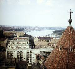 Hungary, Szeged, kilátás a Fogadalmi templom tornyából, balra a Móra Ferenc Múzeum, jobbra a Belvárosi híd., 1966, Szalay Zoltán, colorful, Fortepan #191047