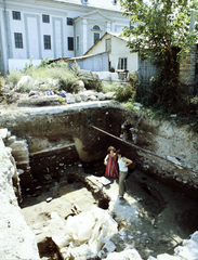 Magyarország, Óbuda, Budapest III., régészeti ásatás a mai Aquincum Hotel területén, szemben az Óbudai zsinagóga., 1979, Szalay Zoltán, színes, Budapest, ásatás, Fortepan #191108