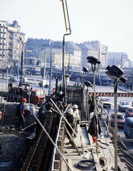 Magyarország, Budapest IX., Boráros tér, a Petőfi híd pesti hídfőjének átépítése. Háttérben a Soroksári út., 1980, Szalay Zoltán, színes, Budapest, Fortepan #191157