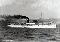 Croatia,Adriatic Sea, Cirkvenica, a Ljubljana gőzhajó a város előtt., 1938, Kieselbach Gyula, steamboat, Fortepan #191396