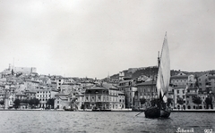 Croatia,Adriatic Sea, Šibenik, látkép a tenger felől., 1938, Kieselbach Gyula, sailboat, Fortepan #191400