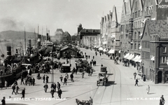 Norvégia, Bergen, Bryggen a Torget felől., 1939, Kieselbach Gyula, kikötő, Fortepan #191561