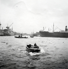 Németország, Hamburg, kikötő., 1939, Kieselbach Gyula, motorcsónak, Fortepan #191570