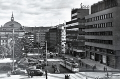 Norvégia, Oslo, Stortingsgata az Abelhaugen felől nézve., 1939, Kieselbach Gyula, városkép, villamos, Fortepan #191583