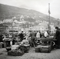 Norvégia, Bergen, Strandkaien a Torget felé nézve., 1939, Kieselbach Gyula, halpiac, Fortepan #191590