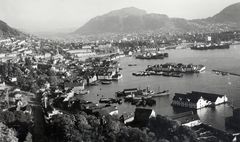 Norvégia, Bergen, a város látképe Sandviken felől., 1935, Kieselbach Gyula, kikötő, látkép, Fortepan #191701