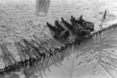 1955, Kriss Géza, snow, fence, skis, skiing, ski pole, Fortepan #191891