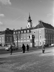 Magyarország, Budapest I., Batthyány tér, háttérben a Szent Ferenc sebei templom és az egykori ferences kolostor., 1978, Kriss Géza, Budapest, Fortepan #192065