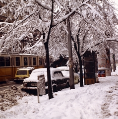 Magyarország, Budapest VIII., József körút a Nap utca felől a Baross utca felé nézve., 1980, Gábor Viktor, rendszám, Budapest, Fortepan #193657